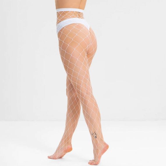 Колготки у велику сітку (світяться в темряві)  Babydoll 48 Білий yg135-2 | Зображення 12