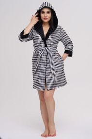 Жіночий велюровий халат Nusa 0529 з капюшоном короткий, чорний S