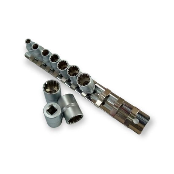 Набор универсальных головок SPLINE 1/2" 10 ед. CR-V SATINE Haisser 70192 | Зображення 2