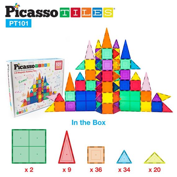 Конструктор магнітний MAGNETIC BUILDING BLOCKS PT101/22402 PICASSO TILES , 101 деталь, в коробці | Зображення 5