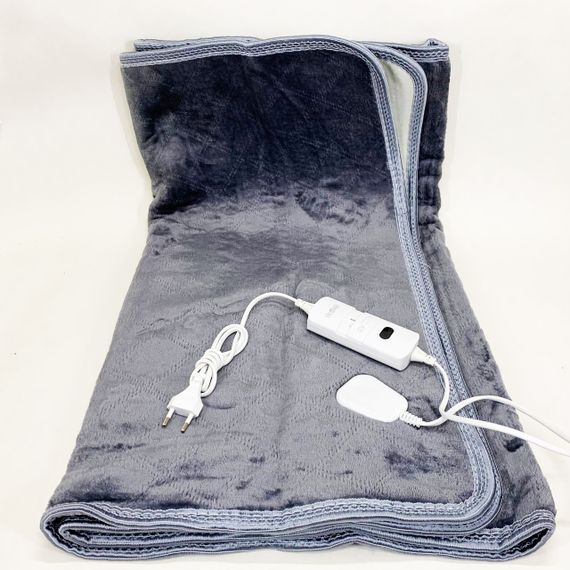 Електропростирадло односпальне 70х150 см тепле електро простирадло ковдру з підігрівом в клітинку з регулятором сірий YJ-41 | Зображення 5