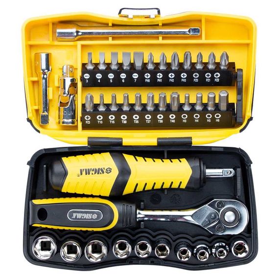 Набір насадок торцевих і біт Sigma 1/4" 39 шт CrV (6003571) | Зображення 2