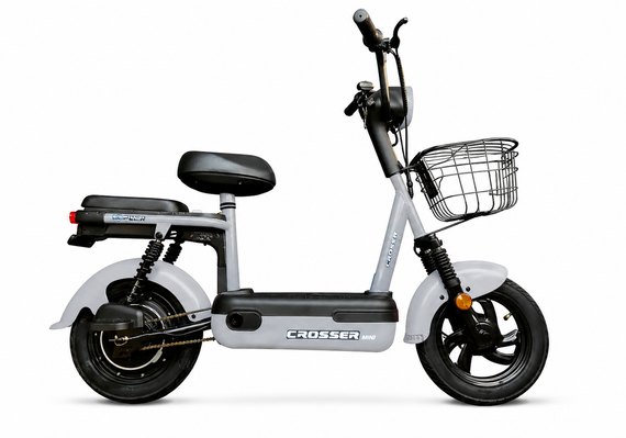 Електроскутер Crosser Mini LFP 450W 48V 15Ah, LiFePO4 акумулятор, до 50 км пробіг, електровелосипед 2 місця Сірий | Зображення 3