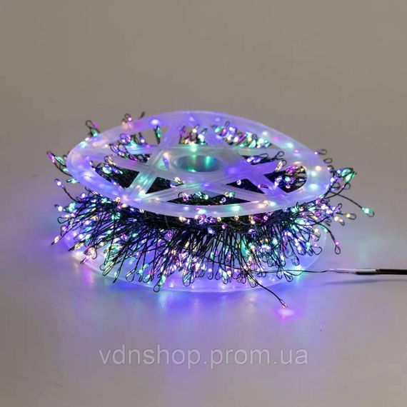 Гірлянда роса мішура 30 метрів хвойна лапа 640 led світлодіодів зелений дріт мультиколор D1750ML | Зображення 6