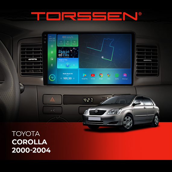 Штатна магнітола Torssen 2K Toyota Corolla 2000-2004 F9464 4G Carplay DSP
