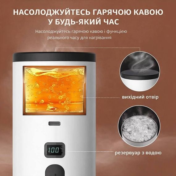 Портативна кавоварка з підігрівом 18 бар, акумулятором 7800mAh та підтримкою капсул і меленої кави | Зображення 3