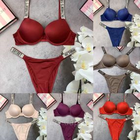 Жіночий комплект спідньої білизни Victoria's Secret зі стразами великих розмірів (85Д-90Д) Бордовий, 85B
