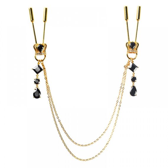 Затискачі для сосків UPKO на ланцюжку у вигляді корони з підвісками Sex Aura | Зображення 3