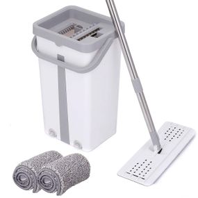 Швабра з відром 11 л, з автоматичним віджимом 2в1 Cleaning Mop + 2 насадки / Комплект для збирання / Швабра ледар для миття