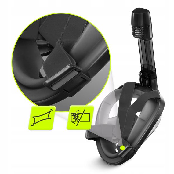 Маска для снорклінгу TSUNAMI повнолицьова, зі складною трубкою Size S/M Grey (P-5907739318183) | Зображення 7