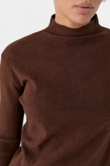 Базова трикотажна водолазка - коричневий цвет, ONE SIZE (є розміри) | Зображення 3