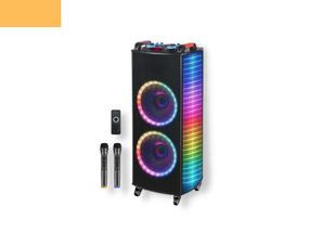Аккумуляторная акустическая система XPRO GZ-1010 колонка чемодан 300Вт USB, SD, FM радио, Bluetooth, 2 радиомикрофона, ДУ (MER-15689)