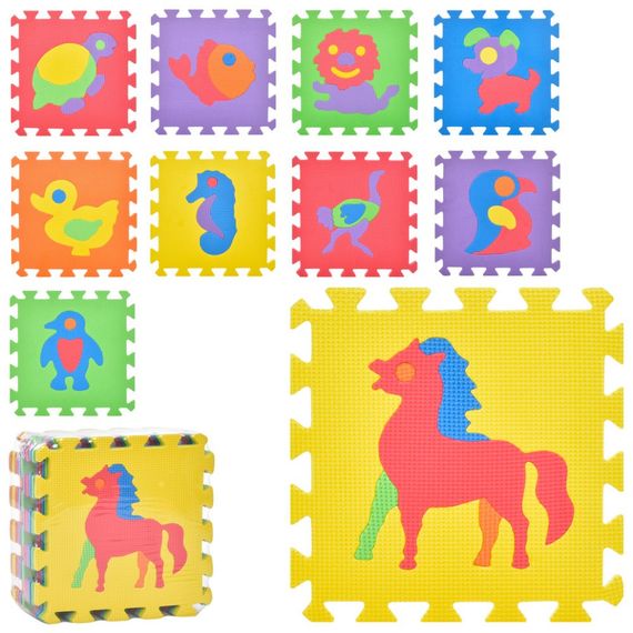 Детский коврик Мозаика "Животные" M 0376-1, 10 деталей, EVA, 30х30 см | Зображення 1