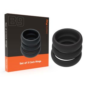 Набір ерекційних кілець - Erospace Men’s Play Set Of 3 Cock Rings B9 Sex Aura