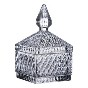 Цукерниця скляна з кришкою 8.5х8.5х15 см квадратна HP-YH-41
