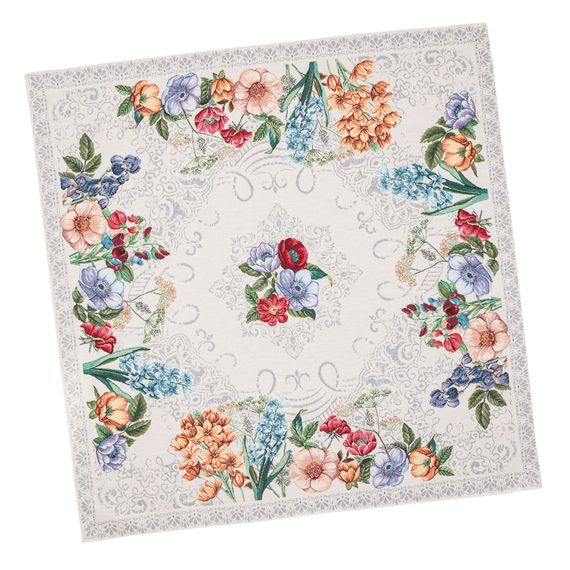 Скатертина гобеленова MANDALAS FLOWERS Limaso, 97х100, Квадратна, Повсякденний, Без люрексу, 40% поліестер, 60% бавовна, Гобелен