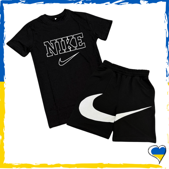 Комплект шорти Nike Big Swoosh + футболка Nike чорна. XS S M L XL XXL