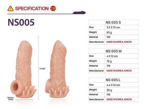 Насадка на член Kokos Nude Sleeve NS 005 S Sex Aura | Зображення 3