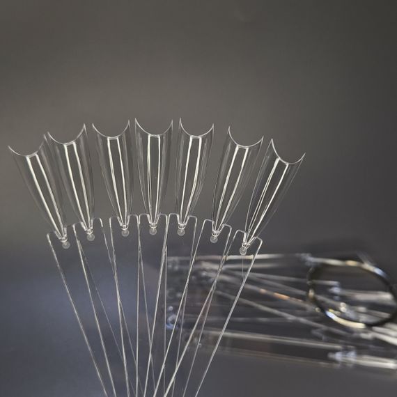 Типсы обратный стилет прозрачные на кольце (10шт)