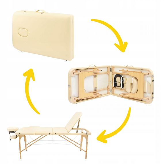 Масажний стіл складаний 4FIZJO Massage Table Wood W60 Beige TABLEW60BEIGE (P-5907739318350) | Зображення 1