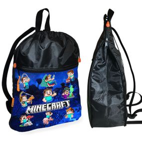 Рюкзак-мешок для обуви,спортивной формы Майнкрафт "Minecraft" детская сумка для сменки с расширителем (01262)