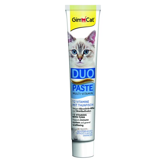 Паста GimCat DUO PASTE Multi-vitamin 12 vitamins with tuna для котів усіх порід 12 вітамінів та тунець 50г | Зображення 1