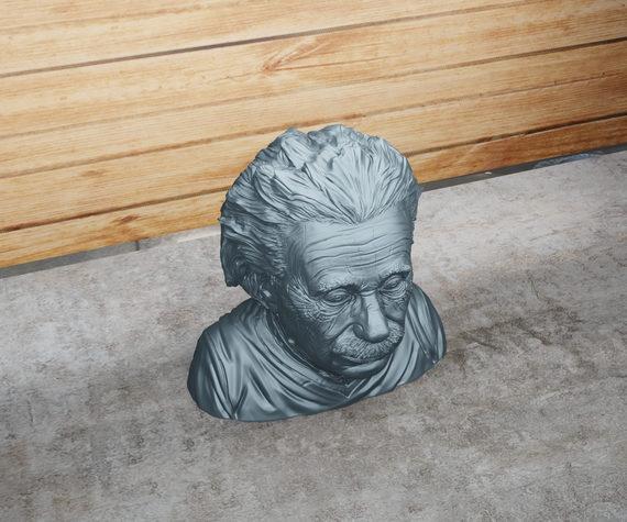 Статуэтка бюст Альберт Эйнштейн. Серый металлик, 100 | Зображення 2