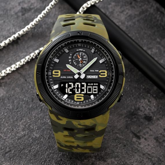 Чоловічий годинник Skmei 1655CMGNBK Camo Green-Black | Зображення 3