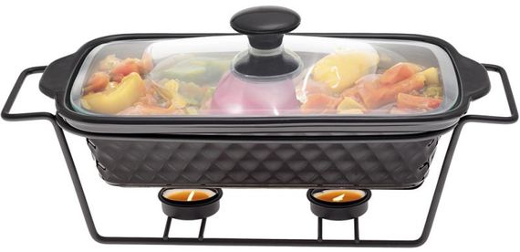 Марміт Kamille Golden Heat керамічна форма 1.1л 30.5х17.5х10.5см з підставкою та підігрівом