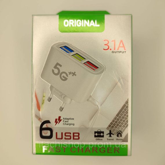 Зарядное устройство на 4 USB ORIGINAL 3.14 5G FAST CHARGER (500) | Зображення 7