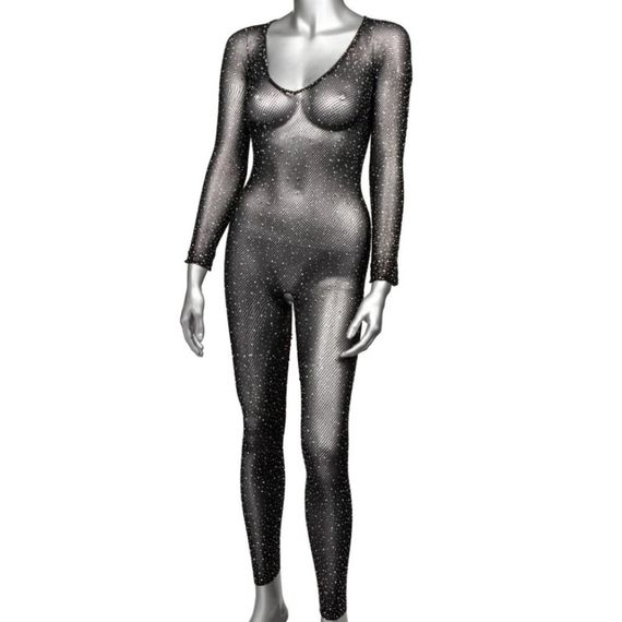 Комбинезон в сетку CalExotics с открытым доступом и стразами, черный sexstyle | Зображення 2