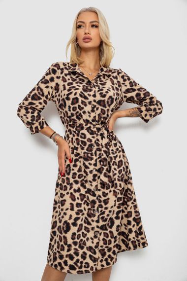 Платье софт на пуговицах с принтом, цвет бежево-коричневый, 230R117 | Зображення 5