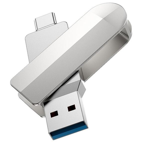 Флеш-накопичувач Hoco UD10 Metal Flash 2in1 (16GB, USB 3.0/Type-C, сірий) | Зображення 1