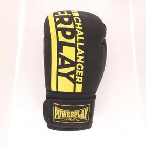 Боксерские перчатки PowerPlay 3086 Matt Challenger Черно-Желтые 12 унций