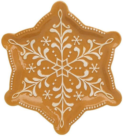 Набір 4 керамічні тарілки "Прянична Сніжинка" 26х23см