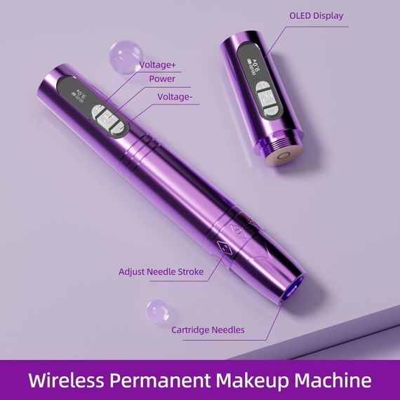 PMU тату машинка бездротова роторна, набір для мікроблейдингу татуажу з обличчям для тренування, 20 картриджів для брів повік губ | Зображення 2