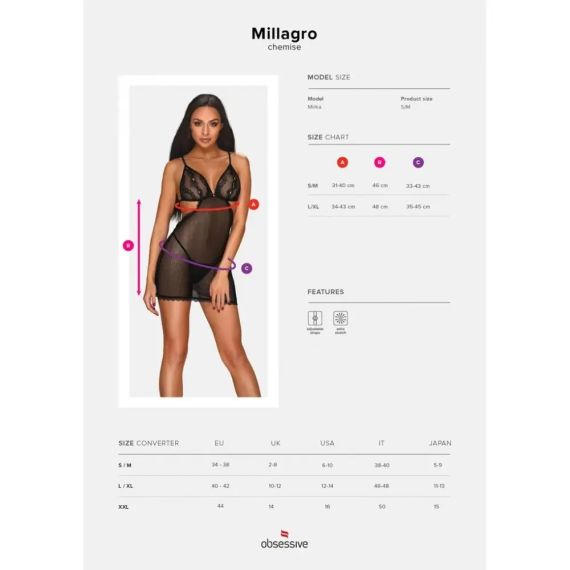 Пеньюар Obsessive Millagro и стринги S/M Sex Aura | Зображення 6