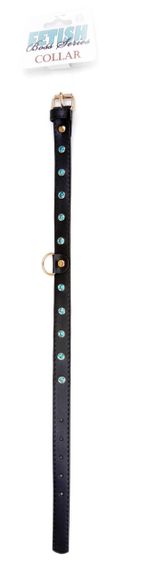 Ошейник из искуственной кожи с кристаллами Fetish Boss Series - Collar Turquoise Crystal, BS3300119 Sex Aura | Зображення 2