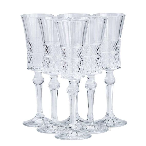 Бокалы для шампанского на высокой ножке 6 штук по 145 мл HP51B