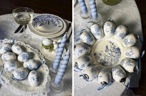 Блюдо порцелянове "Blue Bunny" Ø27см для 12ти яєць і паски (великоднє блюдо) | Зображення 2