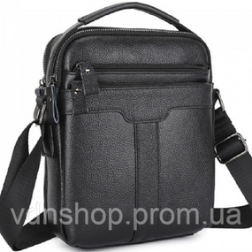 Мужская кожаная сумка-мессенджер 21х25х6, барсетка через плечо Tiding Bag A25-3278A Черная