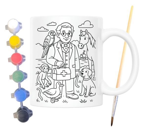 Набор для творчества кружка раскраска Доктор Дулиттл (по мотивам книги Хью Лофтинга) 330 мл белая (КР0199)