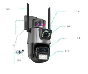 Вулична охоронна поворотна WIFI камера Dual Lens Zoom 8MP сирена, зум,  віддаленим доступом онлайн