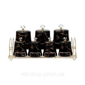 Набор для специй 4 шт по 250 мл и 3 шт по 550 мл на металической подставке черный HP1249