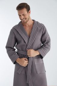 Мужской вафельный халат Nusa 22655 синий XL