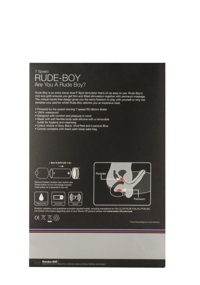 Вібромасажер простати Rocks Off Rude-Boy Black, масаж промежини, макс. діаметр 2,5 см | Зображення 2