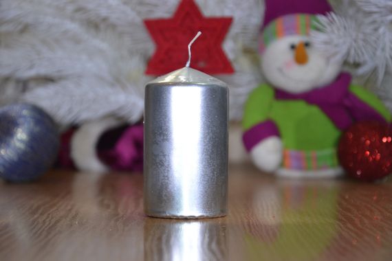 Свічка столова циліндр Bispol AURA Candles sw60/100-271 Срібний металік | Зображення 8