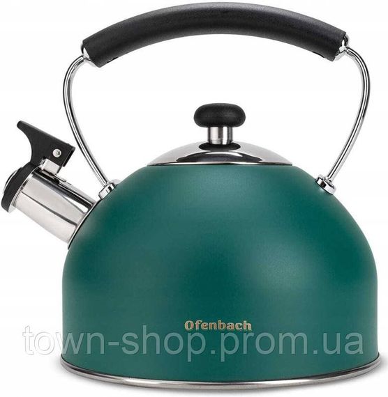 Чайник Ofenbach 2.2л нержавеющая сталь со свистком, зеленый матовый NB-100326 | Зображення 1
