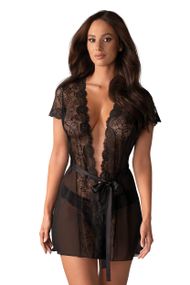 Пеньюар Obsessive Alluria robe Черный S/M