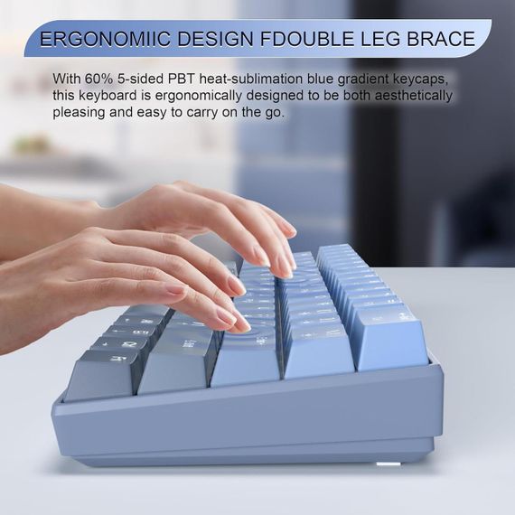 Механічна клавіатура MageGee 60% з жовтими перемикачами та RGB-підсвіткою, німецька розкладка | Зображення 1